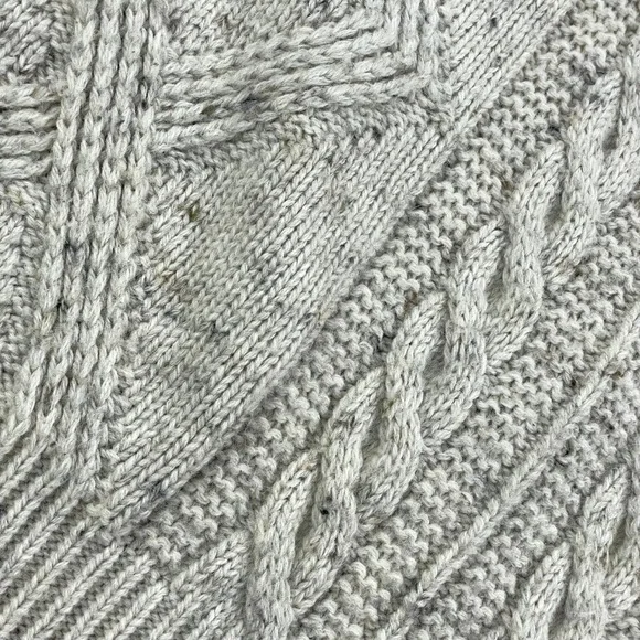 Medici Fisherman Sweater Mens 42/XL Cable Knit Chunky Wool Blend Flake Speckle‎